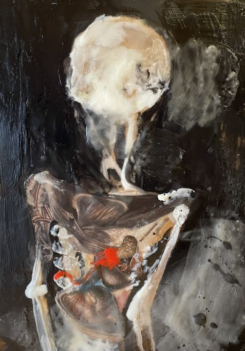 "Encaustic Anatomy" by Eleanor Crook. Mixed media, 2025.